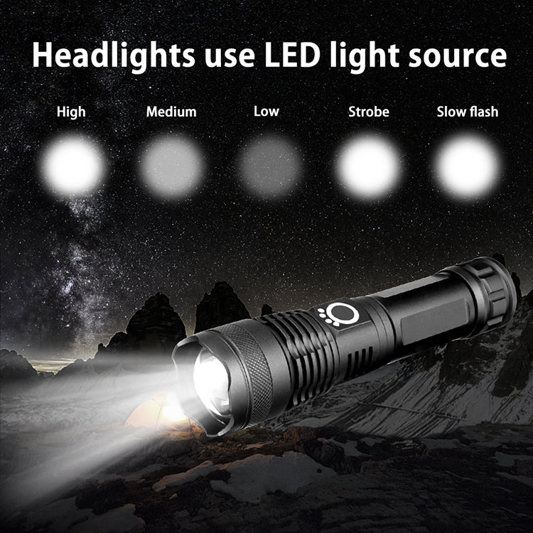 Powerful Flashlight XLamp XHP70 Rechargeable USB. 2*26650