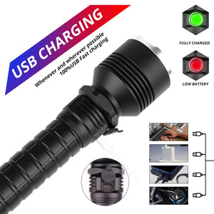 Powerful Flashlight XLamp XHP50 Rechargeable USB. Reforced Head. 1*26650