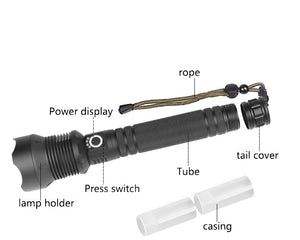 Powerful Flashlight XLamp XHP70 Rechargeable USB. 2*26650