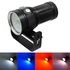 Underwater Diving LED Video Fill Flashlight. 3 Emitting Colors. 4*18650